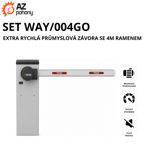 SET WAY/004GO - extra rychlá průmyslová závora se 4m ramenem